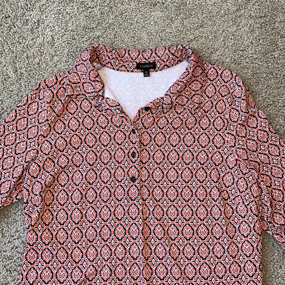 Talbots 3/4 sleeve collared pop over - Women's size M
